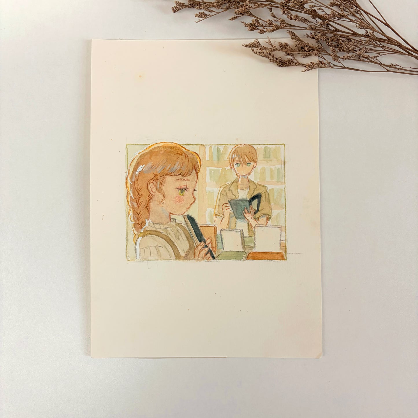 Mini Original Artwork 'A Story in the Bookstore'