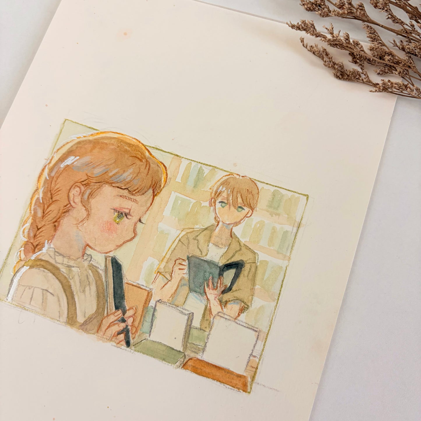 Mini Original Artwork 'A Story in the Bookstore'